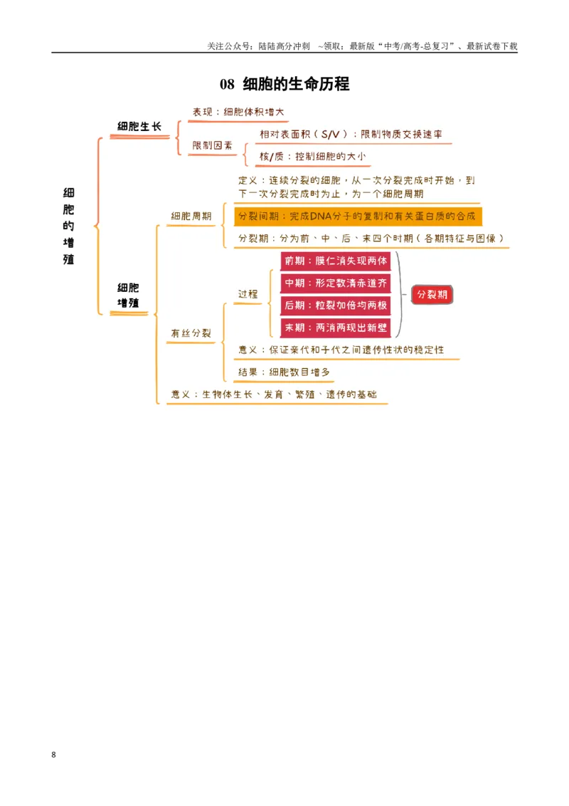 《知识导图速记38个_06-生物-高考总复习_一轮复习_2025年_2025年高考生物一轮复习知识清单（全国通用）》第8页预览