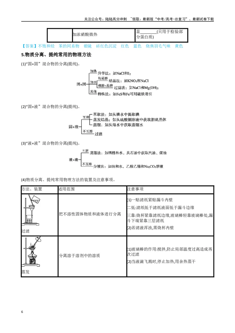 《升级版微专题43常见物质的分离、提纯和鉴别-（解析版）(全国版)_05-化学-高考总复习_一轮复习_2024年_2024年高考化学一轮复习考点微专题_资料》第6页预览