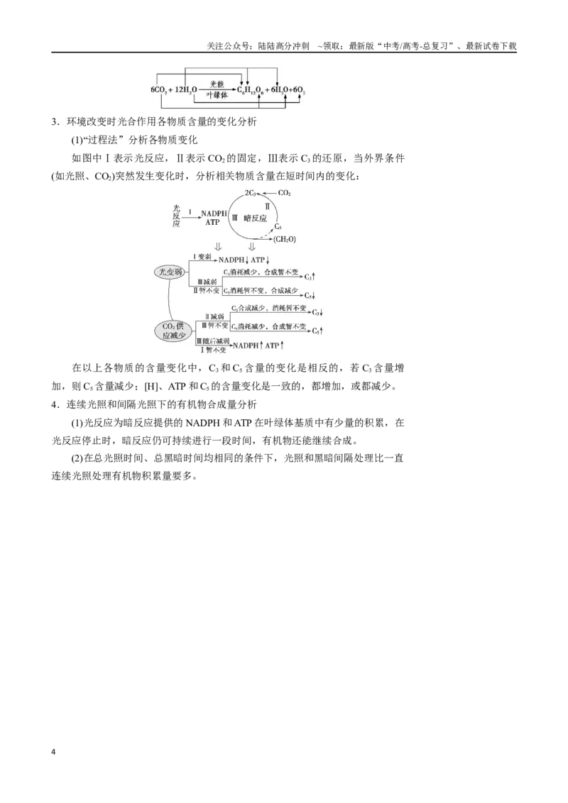 《知识清单07光合作用（4大考点+6个易错点）_06-生物-高考总复习_一轮复习_2025年_2025年高考生物一轮复习知识清单（全国通用）》第4页预览