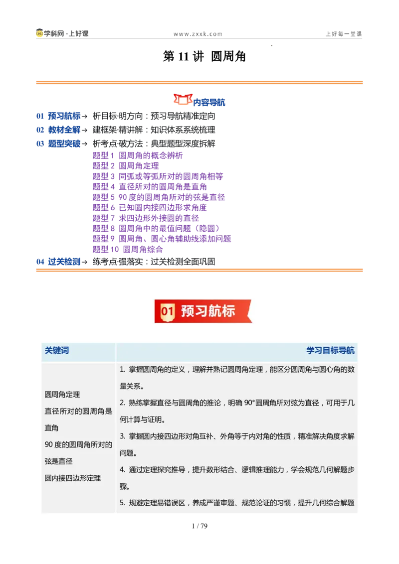 《苏科2026年《暑假同步预习讲义》第11讲圆周角10大题型（暑假预习讲义）（解析版）_26秋初中教辅资料_26秋初中《暑假预习》_2026年新9年级数学《暑假自学衔接》讲义+检测卷（苏科）》第1页预览