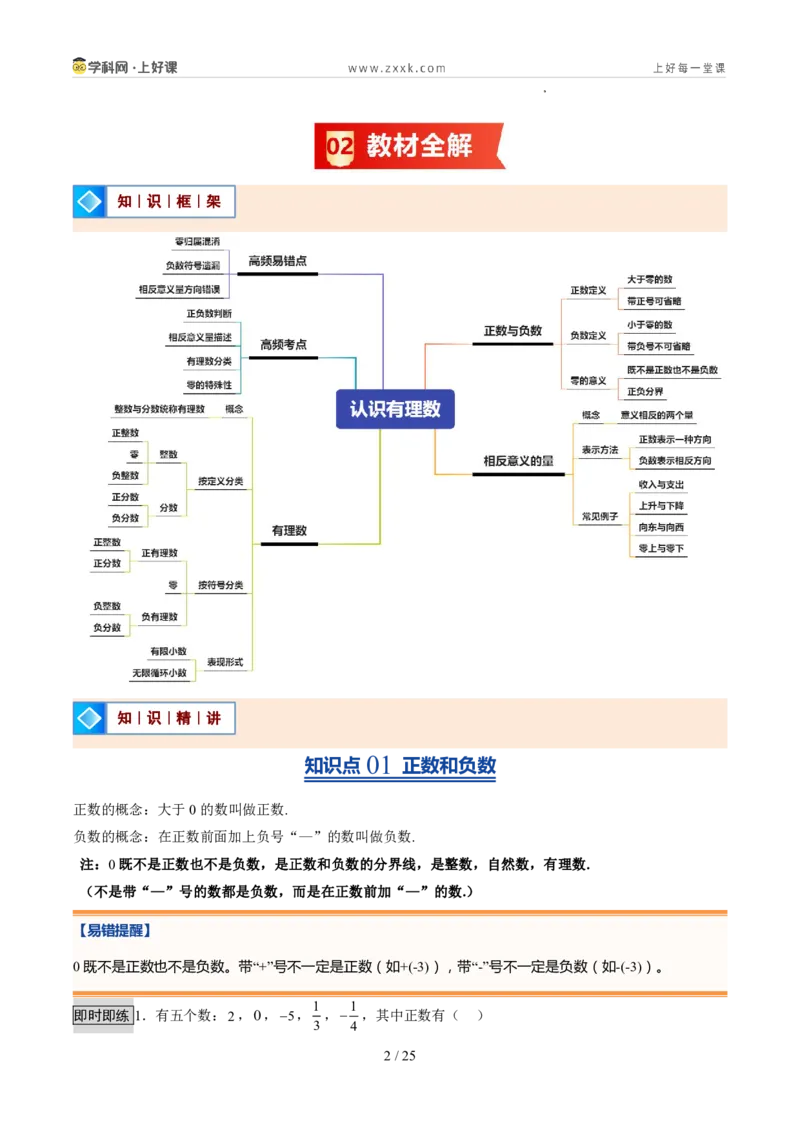 《北师2026版《暑假预习讲义》第04讲认识有理数（暑假预习讲义）（解析版）新七年级数学新教材北师大版_26秋初中教辅资料_26秋初中《暑假预习》》第2页预览