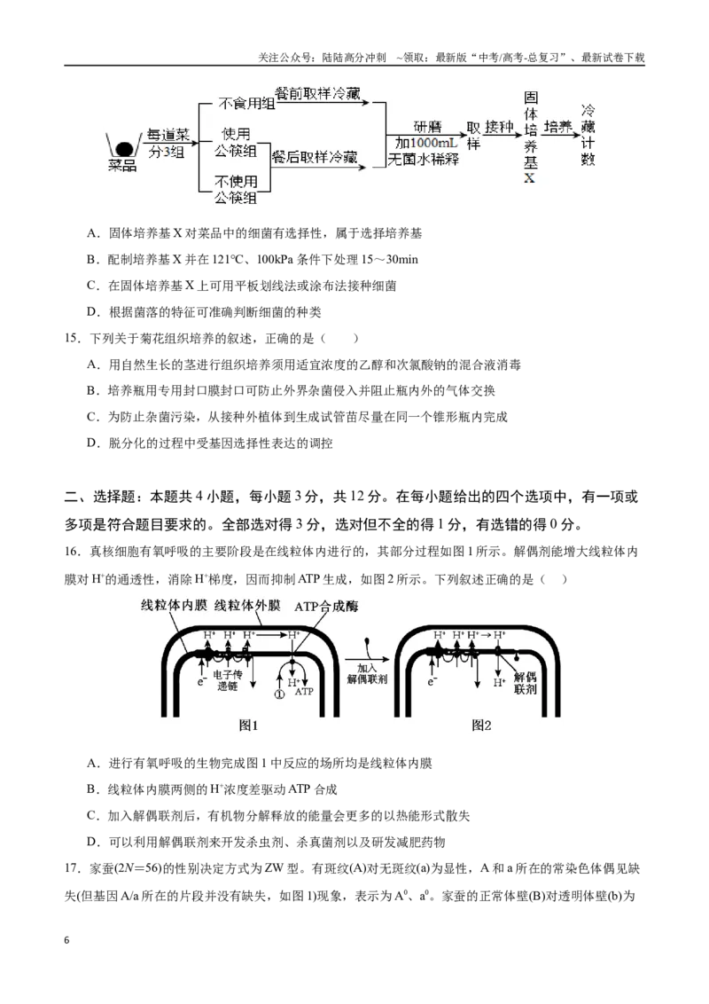 《生物（江苏卷01）（考试版）_06-生物-高考总复习_二轮复习_2025年_2025年高考生物第二次模拟卷26套_生物（江苏卷01）_生物（江苏卷01）-学易金卷：2025年高考第二次模拟考试》第6页预览