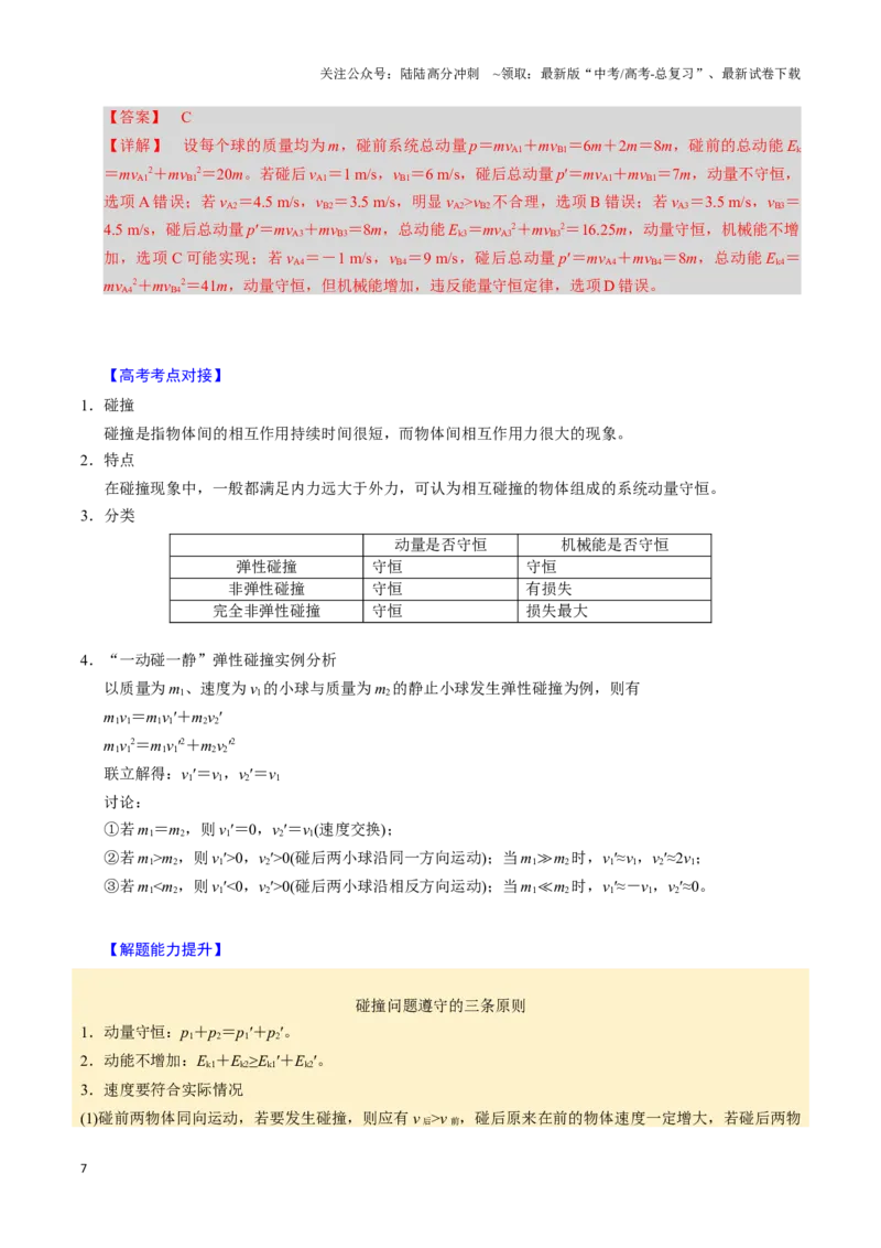 《第15讲动量守恒定律（四大题型）（举一反三）（教师版）_04-物理-高考总复习_专项复习_2025年_2025年高考物理举一反三系列（新高考通用）_资料》第7页预览