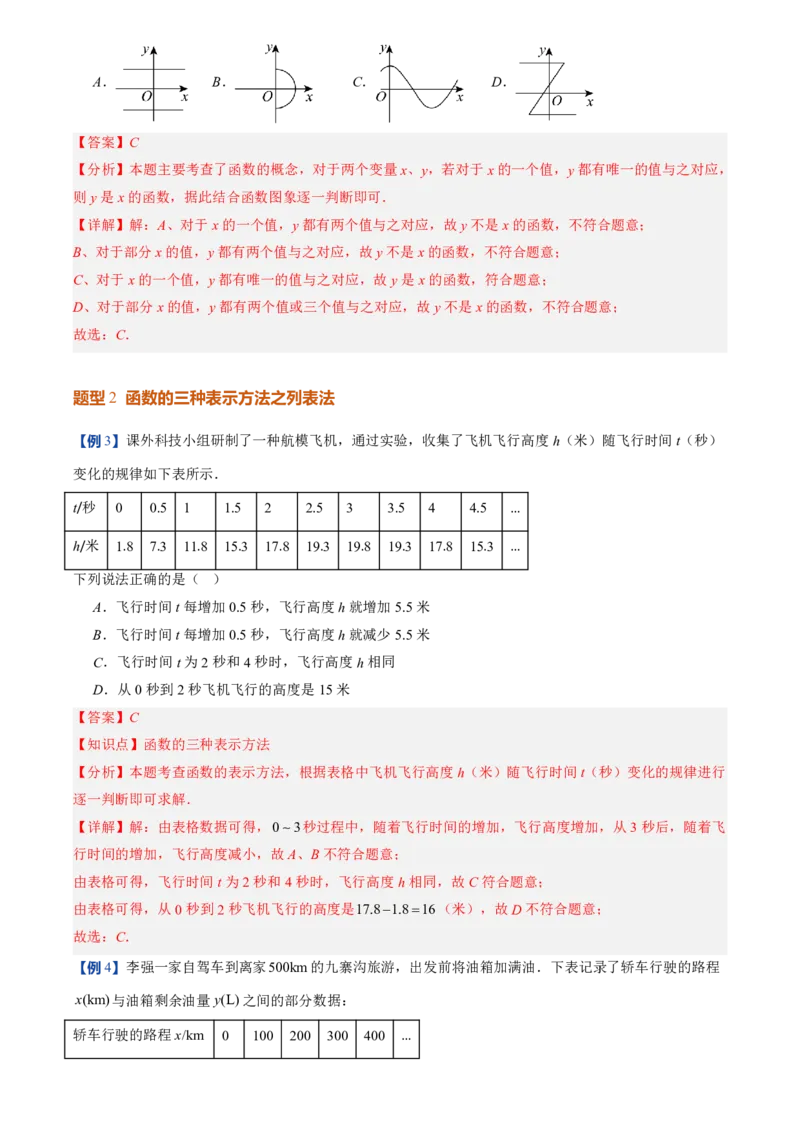 《北师2026版初中《暑假预习讲义》第12讲函数(8类重点题型+过关检测)(解析版)_26秋初中教辅资料_26秋初中《暑假预习》_（数学）2026版初中《暑假衔接讲义》新8年级上册（北师）》第7页预览