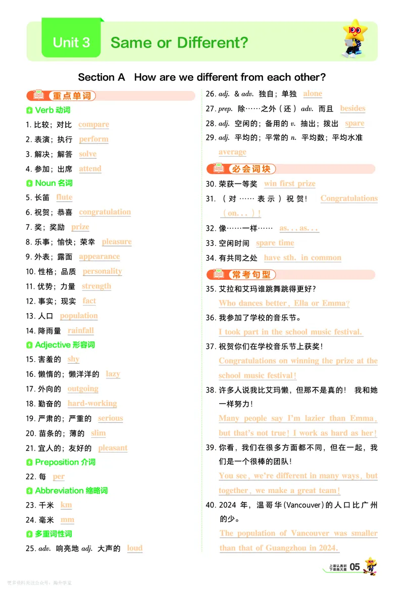 《默写本教用_2027版初中《天星教育一遍过》8年级上册(英语)(人教)》第5页预览