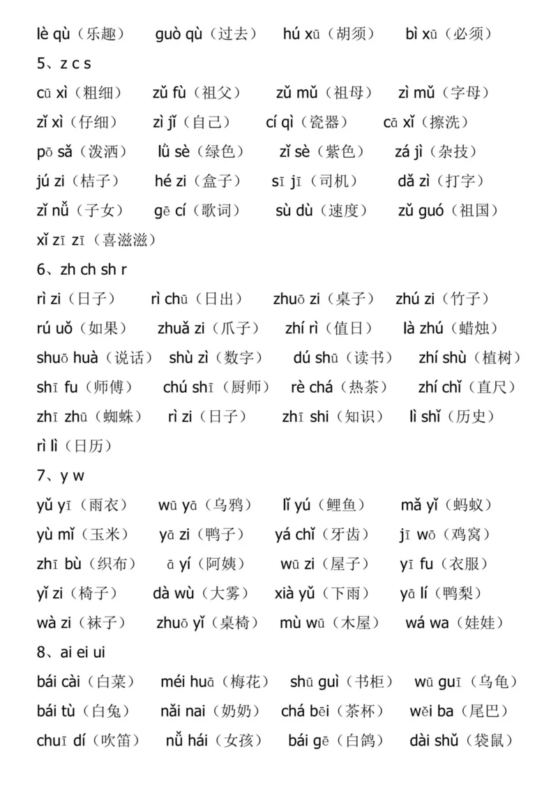 《一年级音节拼读和练习汇总_1年级上册同步教辅_1上语文_一上语文-拼音练习》第2页预览