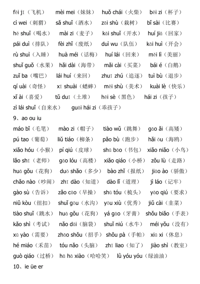 《一年级音节拼读和练习汇总_1年级上册同步教辅_1上语文_一上语文-拼音练习》第3页预览
