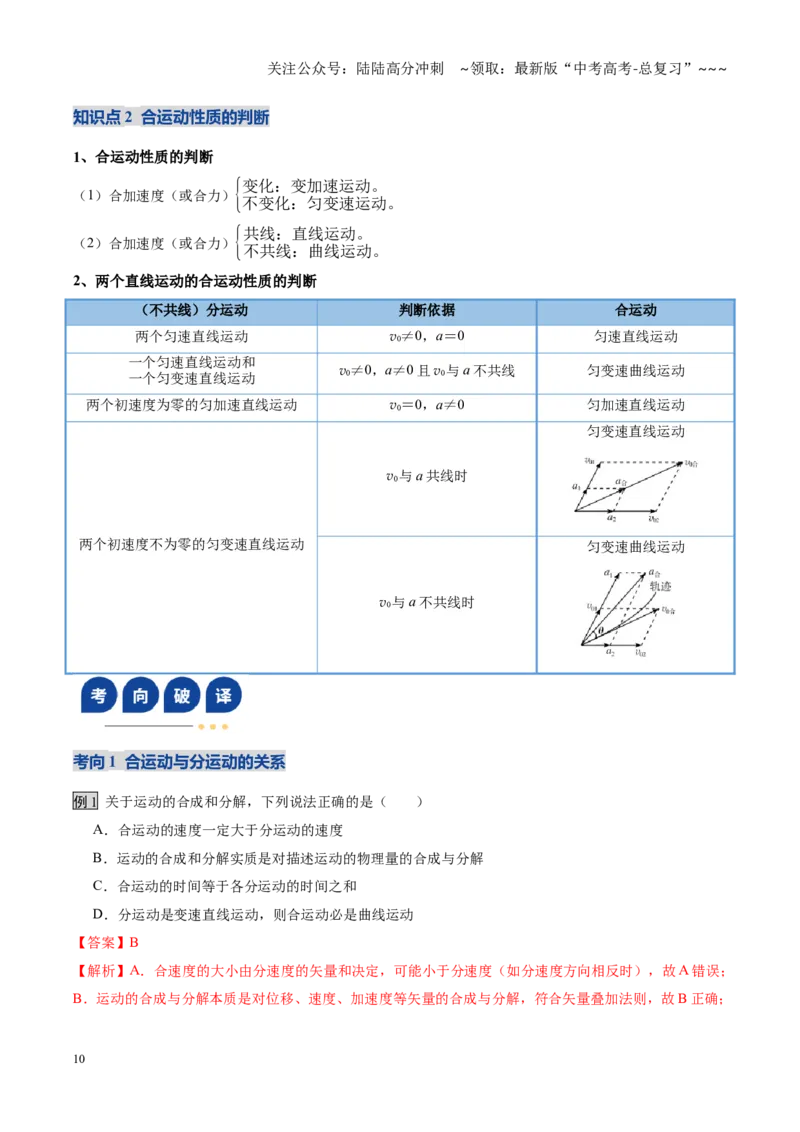 《第14讲曲线运动、运动的合成与分解（复习讲义）（黑吉辽蒙专用）（教师版）_04-物理-高考总复习_一轮复习_2026年-物理高考一轮复习》第10页预览
