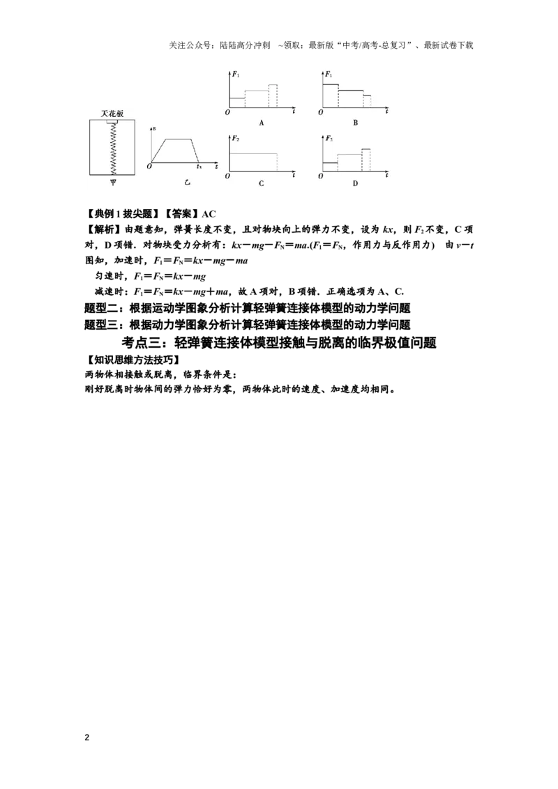 《知识点16：轻弹簧连接体模型的动力学问题（拔尖教师版）_04-物理-高考总复习_一轮复习_2024年_2024届高考物理一轮复习讲义及对应练习拔尖版（原卷+解析）_资料》第2页预览