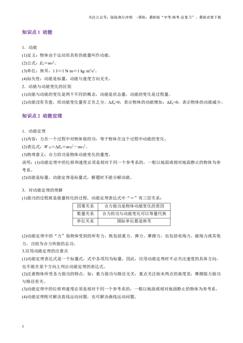 《第20讲动能定理的理解及应用（讲义）（教师版）_04-物理-高考总复习_一轮复习_2025年_2025年高考物理一轮复习讲义+练习+课件（新教材新高考）_第六章机械能守恒定律》第3页预览