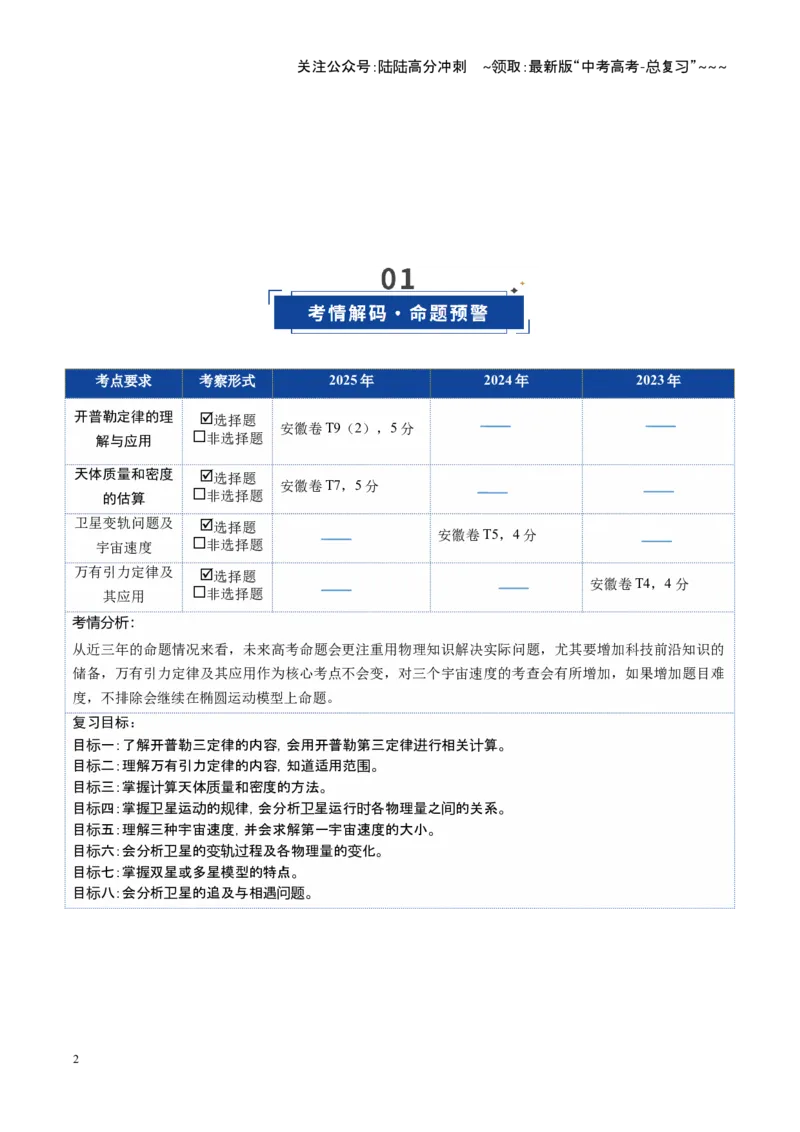 《第15讲天体运动（复习讲义）（安徽专用）（教师版）_04-物理-高考总复习_一轮复习_2026年-物理高考一轮复习_2026年高考物理一轮课件+讲义+练习（安徽专用）-G326》第2页预览