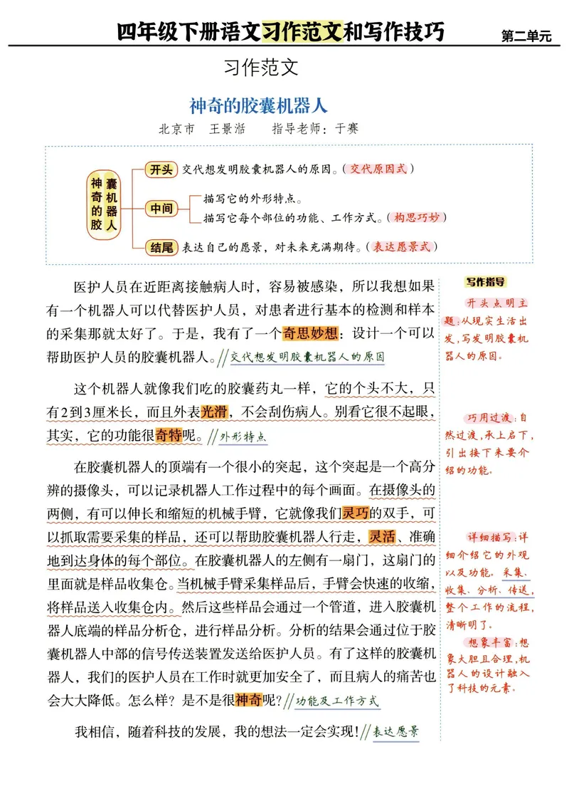 《_4年级下册同步教辅_四下语文_四下语文作文_四年级（下）语文《单元习作范文与技巧点拨》-》第4页预览