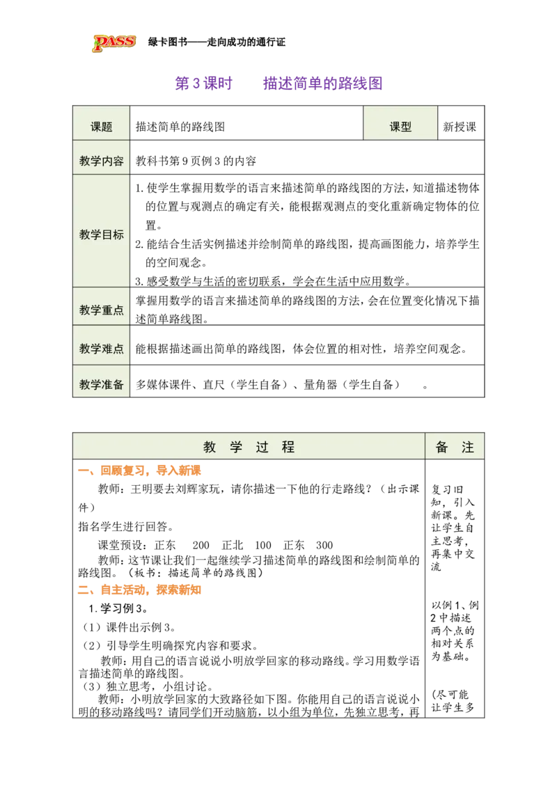 《第5课时描述简单的路线图_26秋小学初中各机构教辅大合集（一本、教材帮、阳光同学、王朝霞、实验班、小典中点、上分卷、白欧、课堂笔记等等）_26秋小学教辅资料_1526秋课件教案》第1页预览