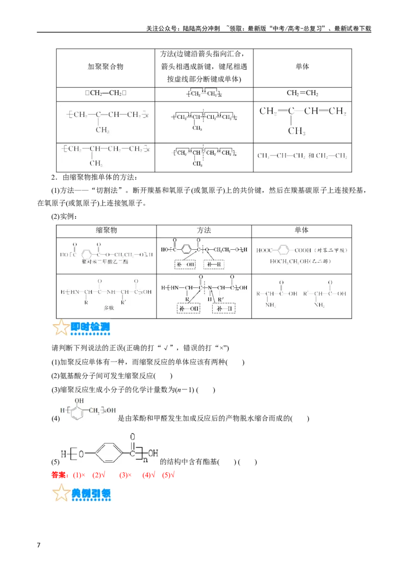 《考点38合成高分子(核心考点精讲精练)_05-化学-高考总复习_一轮复习_2024年_2024年高考化学一轮复习考点帮（全国通用）_考点38合成高分子（核心考点精讲精练）》第7页预览