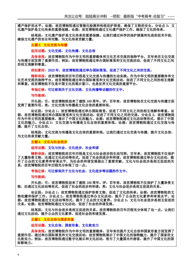 《热点话题51：“故宫博物院100周年”匠心守护文脉相承——文化传承与创新的辉煌历程-高考语文作文热点话题素材积累与实战训练_专项复习_2026年-语文专项复习_资料_热点话题素材》第4页预览