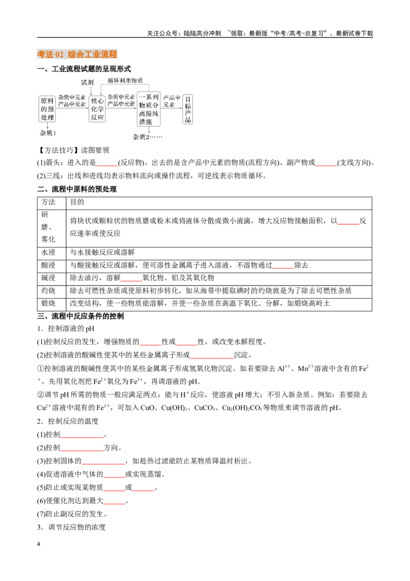 《考点33工业流程题解题策略（核心考点精讲精练）-（新高考通用）（学生版）_05-化学-高考总复习_一轮复习_2025年_2025年高考化学一轮复习考点精讲精练（新高考通用）》第4页预览