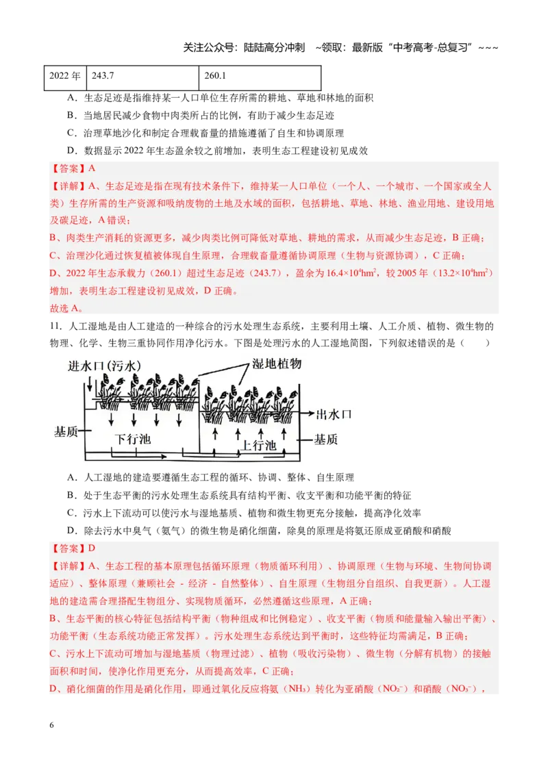 《第33讲人与环境（专项训练）（黑吉辽蒙专用）（教师版）_06-生物-高考总复习_一轮复习_2026年-生物高考一轮复习_2026年高考生物一轮课件+讲义+练习（黑吉辽蒙专用）-G330》第6页预览