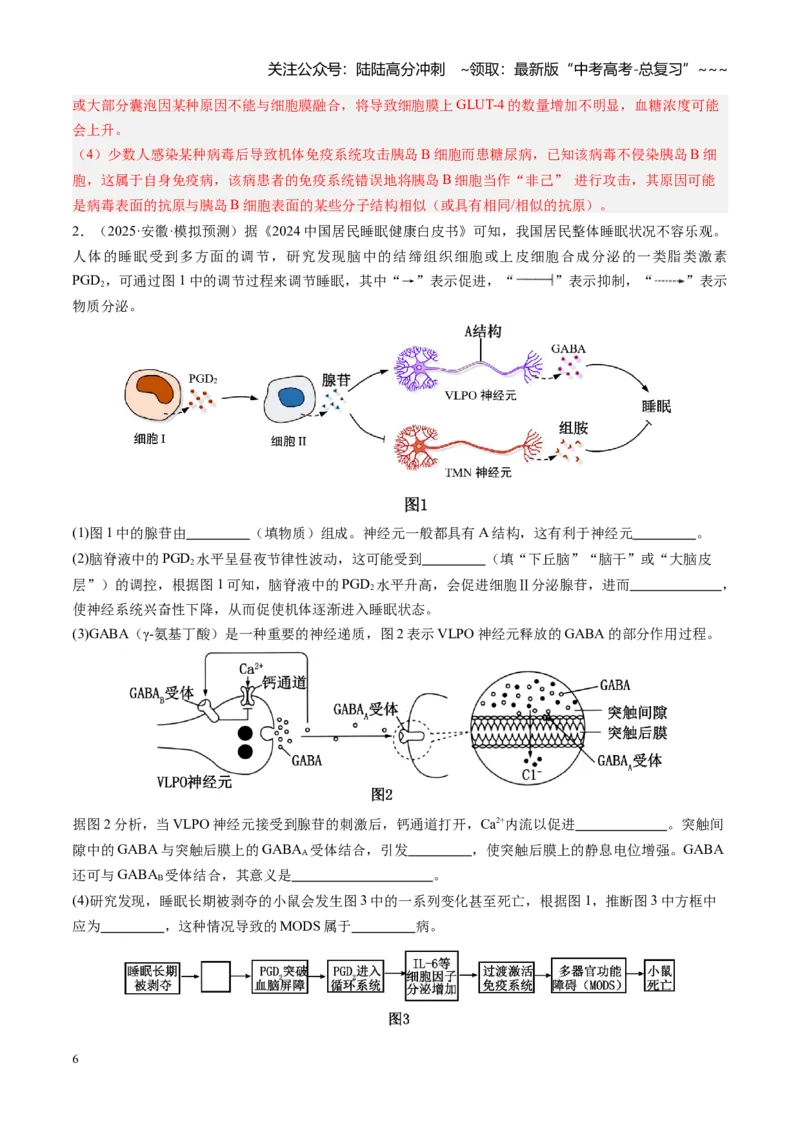 《第30讲免疫失调和免疫学的应用（专项训练）（安徽专用）（学生版）_06-生物-高考总复习_一轮复习_2026年-生物高考一轮复习_2026年高考生物一轮课件+讲义+练习（安徽专用）-G326》第6页预览