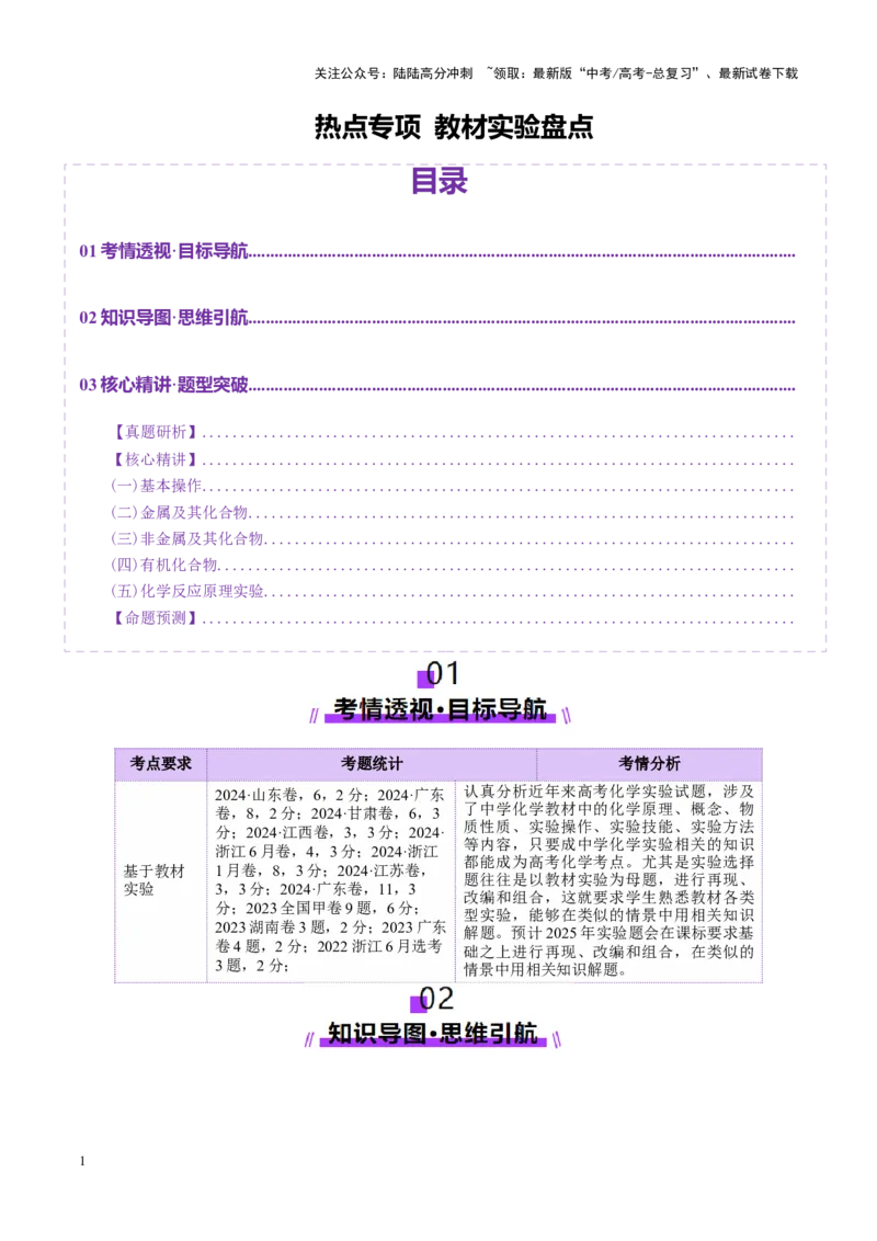 《热点专项教材实验盘点（学生版）_05-化学-高考总复习_二轮复习_2025年_2025年高考化学二轮复习课件+讲义+练习（新高考通用）》第1页预览