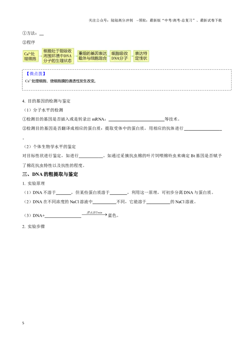《考点49基因工程的工具及操作程序（讲义）（原卷版）_06-生物-高考总复习_一轮复习_2024年_2023-2024学年高三生物一轮复习_资料》第5页预览