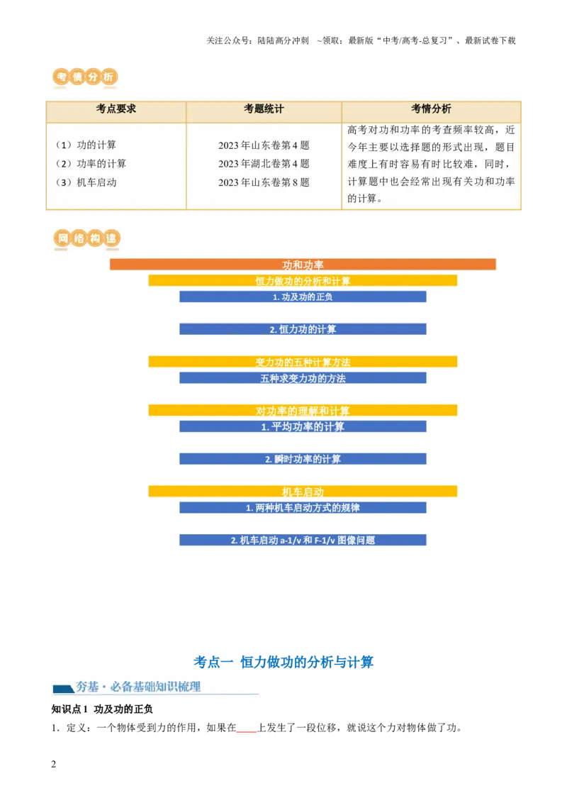 《第25讲功和功率（讲义）（原卷版）_04-物理-高考总复习_一轮复习_2024年_2024年高考物理一轮复习讲练测（讲义+练习+课件）（新高考）_讲义+练习_第25讲功和功率（讲义）》第2页预览