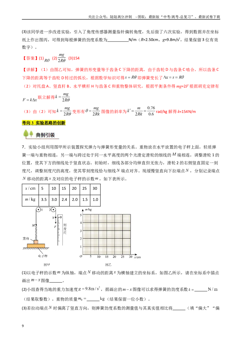 《考点09探究弹簧弹力与形变量的关系（核心考点精讲精练）（教师版）_04-物理-高考总复习_一轮复习_2025年_2025年高考物理一轮复习考点精讲精练（新高考通用）》第9页预览