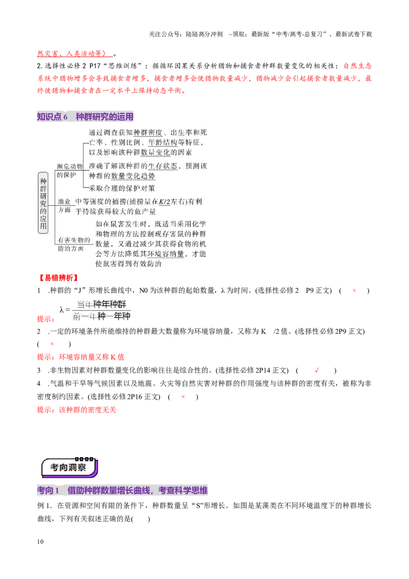 《第32讲种群及其动态（第二课时，种群的数量变化及其影响因素）（讲义）（教师版）_06-生物-高考总复习_一轮复习_2025年_2025年新高考生物一轮复习讲义PPT知识点习题训_资料》第10页预览