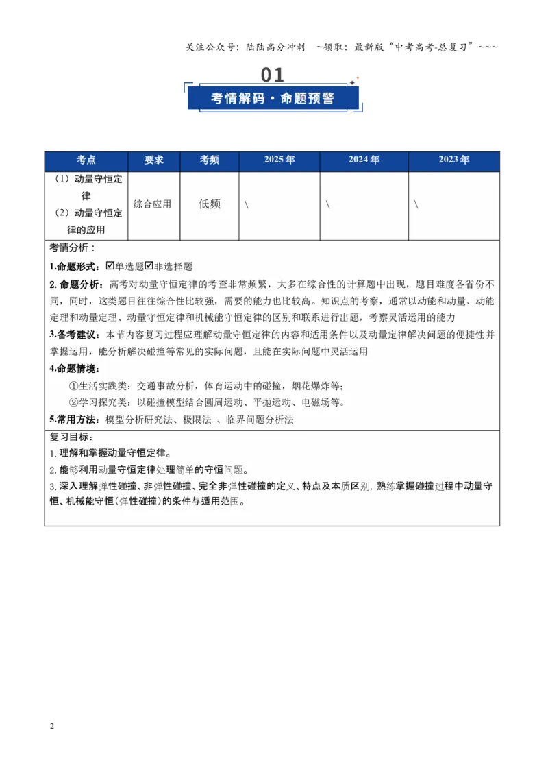 《第24讲动量守恒定律（复习讲义）（福建专用）（教师版）_04-物理-高考总复习_一轮复习_2026年-物理高考一轮复习_2026年高考物理一轮课件+讲义+练习（福建专用）-G328》第2页预览