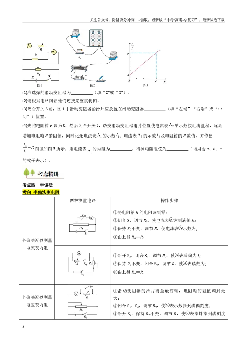 《考点38测量电阻的多种方法（核心考点精讲精练）（学生版）_04-物理-高考总复习_一轮复习_2025年_2025年高考物理一轮复习考点精讲精练（新高考通用）》第8页预览