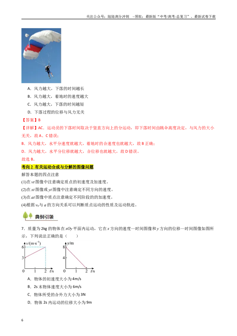 《考点14曲线运动运动的合成与分解（核心考点精讲精练）（教师版）_04-物理-高考总复习_一轮复习_2025年_2025年高考物理一轮复习考点精讲精练（新高考通用）》第6页预览