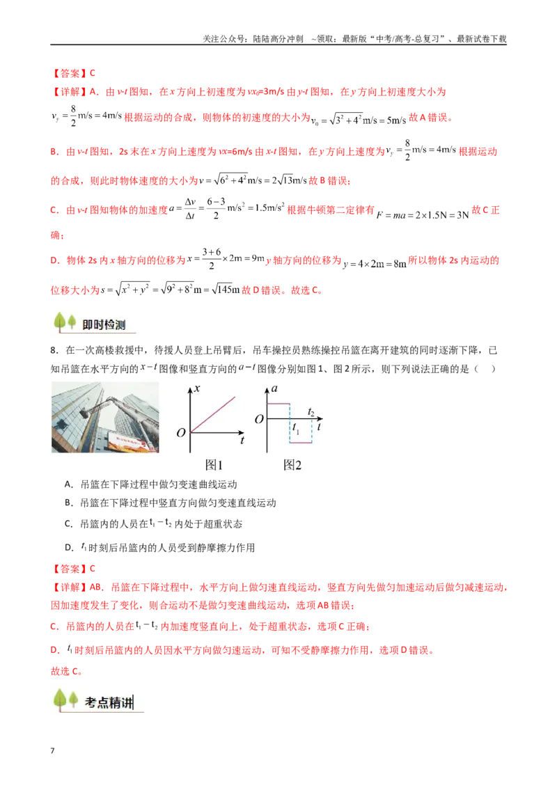《考点14曲线运动运动的合成与分解（核心考点精讲精练）（教师版）_04-物理-高考总复习_一轮复习_2025年_2025年高考物理一轮复习考点精讲精练（新高考通用）》第7页预览