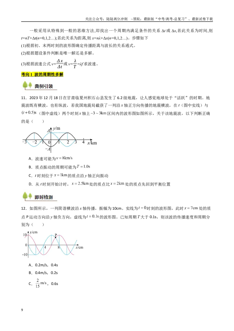 《考点30机械波（核心考点精讲精练）（学生版）_04-物理-高考总复习_一轮复习_2025年_2025年高考物理一轮复习考点精讲精练（新高考通用）》第9页预览