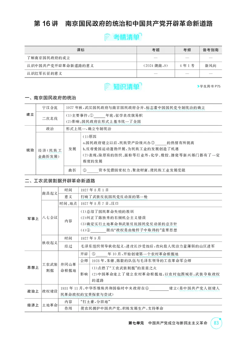 《1_07-第七单元　中国成立与新民主主义革命_2026版教学资源包_202653高考总复习A版_湖南版_2026版.湖南版.选考总复习.历史.5·3A版_二、教师用书PDF_必修中外历史纲要（上）_2_精讲册PDF》第5页预览