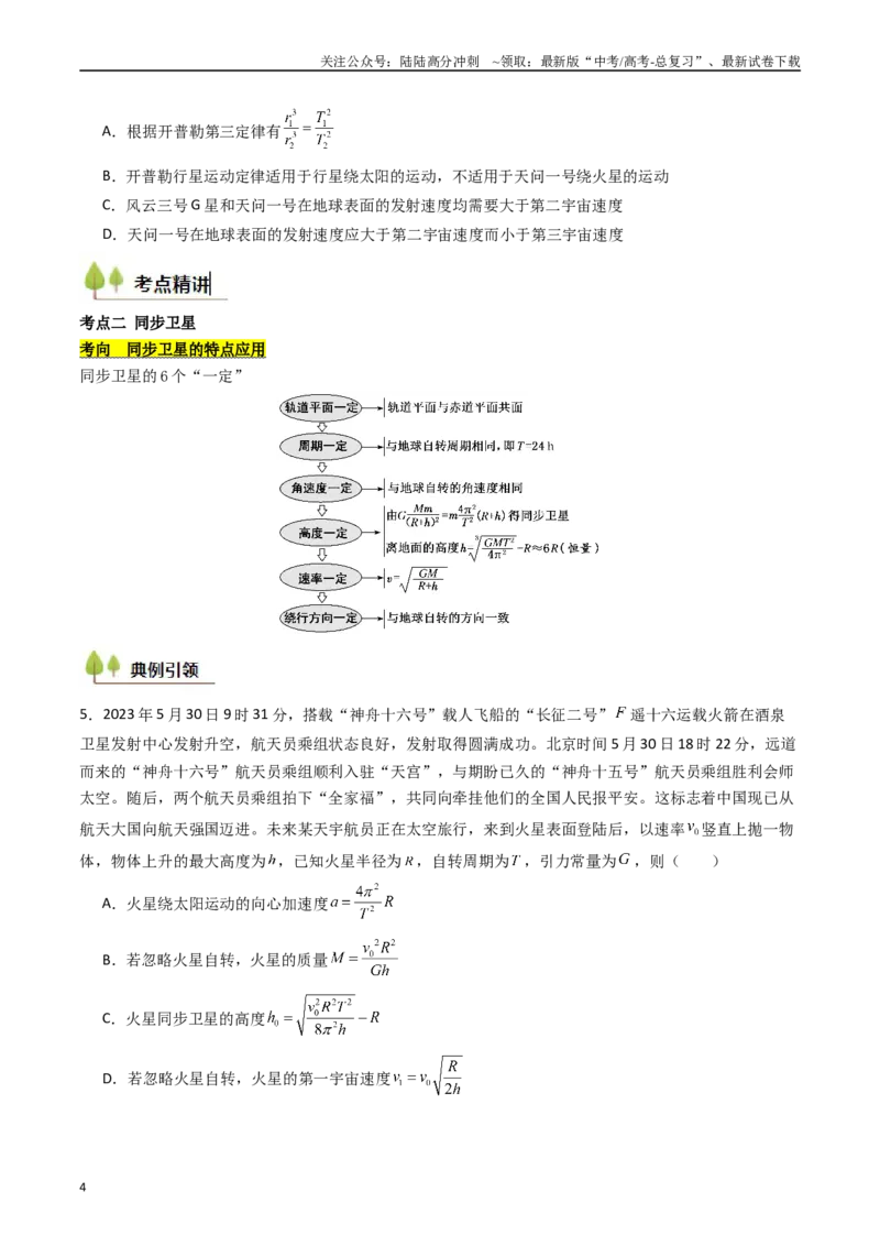 《考点20人造卫星宇宙速度 （核心考点精讲精练）（学生版）_04-物理-高考总复习_一轮复习_2025年_2025年高考物理一轮复习考点精讲精练（新高考通用）》第4页预览