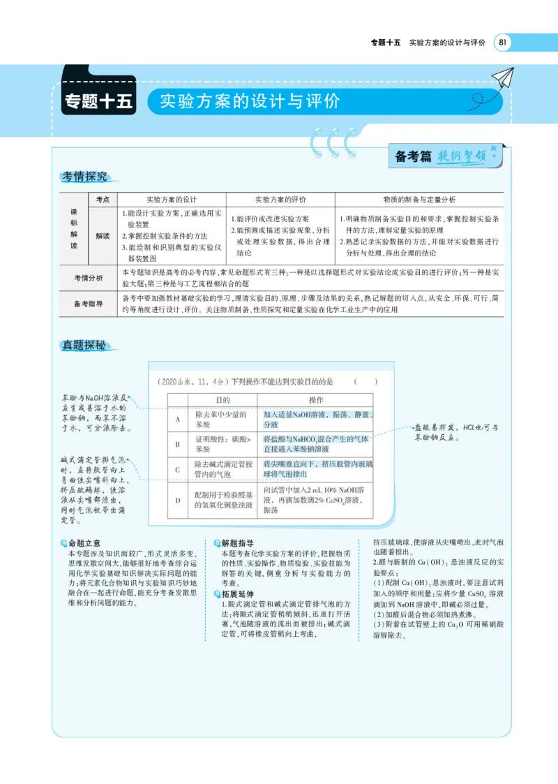 《1_7.专题考点精析(1)_2023版教学资源包_2023版新高考版选考总复习化学5·3A版_20_专题二十实验方案的设计与评价_8_专题考点精析》第1页预览