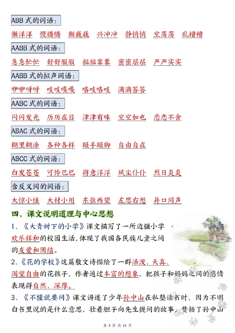 《三年级上册语文期中总复习重点知识点归纳整理SY_3年级上册同步教辅合集_3上-语文_三上语文-核心考点》第3页预览