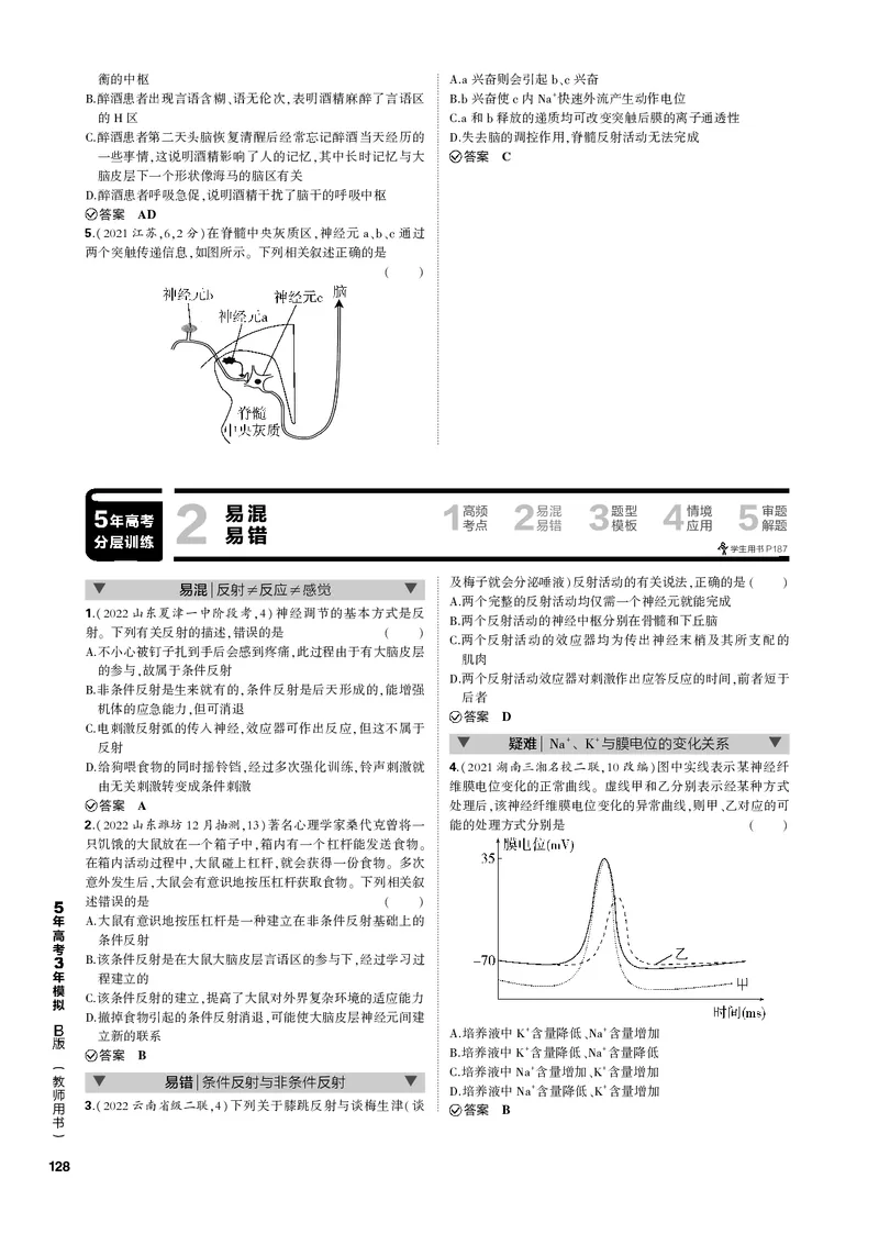 《1_专题17　神经调节(PDF版）_2023版教学资源包_2023版新高考新教材版选考总复习生物5·3B版_17_专题十七神经调节_4_专题电子书》第5页预览
