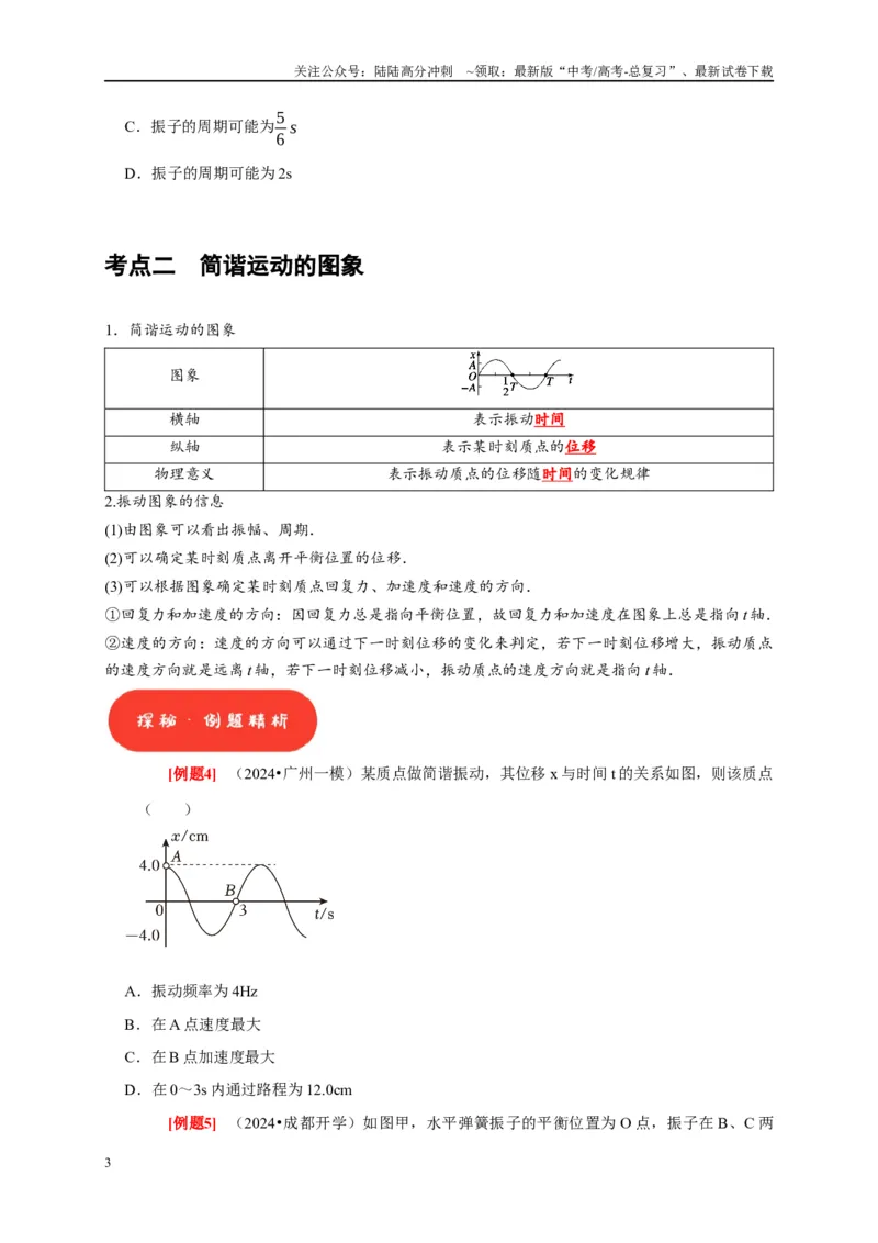 《第27讲　机械振动（学生版）_04-物理-高考总复习_专项复习_2025年_2025高考物理考点精讲精练知识讲义专项训练_资料》第3页预览
