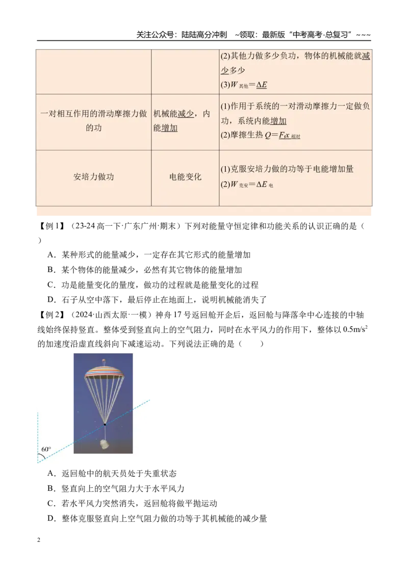 《第30讲功能关系能量守恒定律-（讲义）（学生版）_04-物理-高考总复习_一轮复习_2026年-物理高考一轮复习_2026年高考物理一轮复习精讲精练-G367_资料》第2页预览