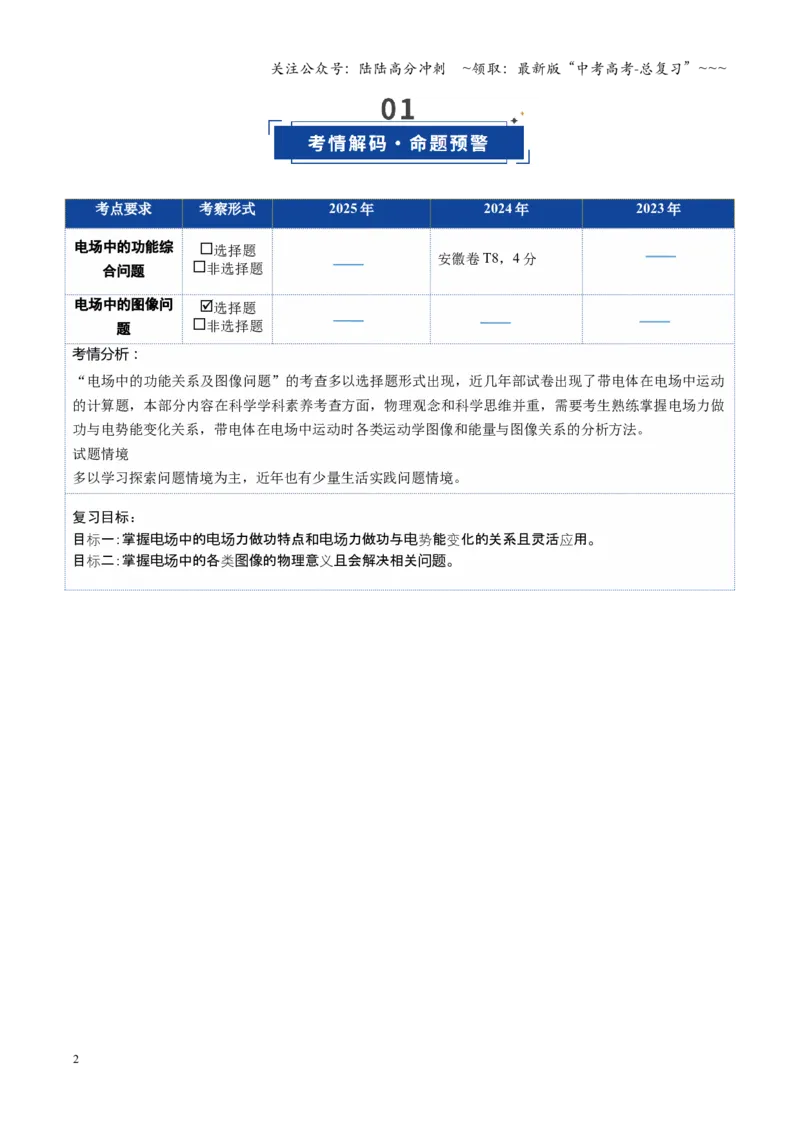 《第30讲电场中的功能关系及图像问题（复习讲义）（安徽专用）（学生版）_04-物理-高考总复习_一轮复习_2026年-物理高考一轮复习_2026年高考物理一轮课件+讲义+练习（安徽专用）-G326》第2页预览