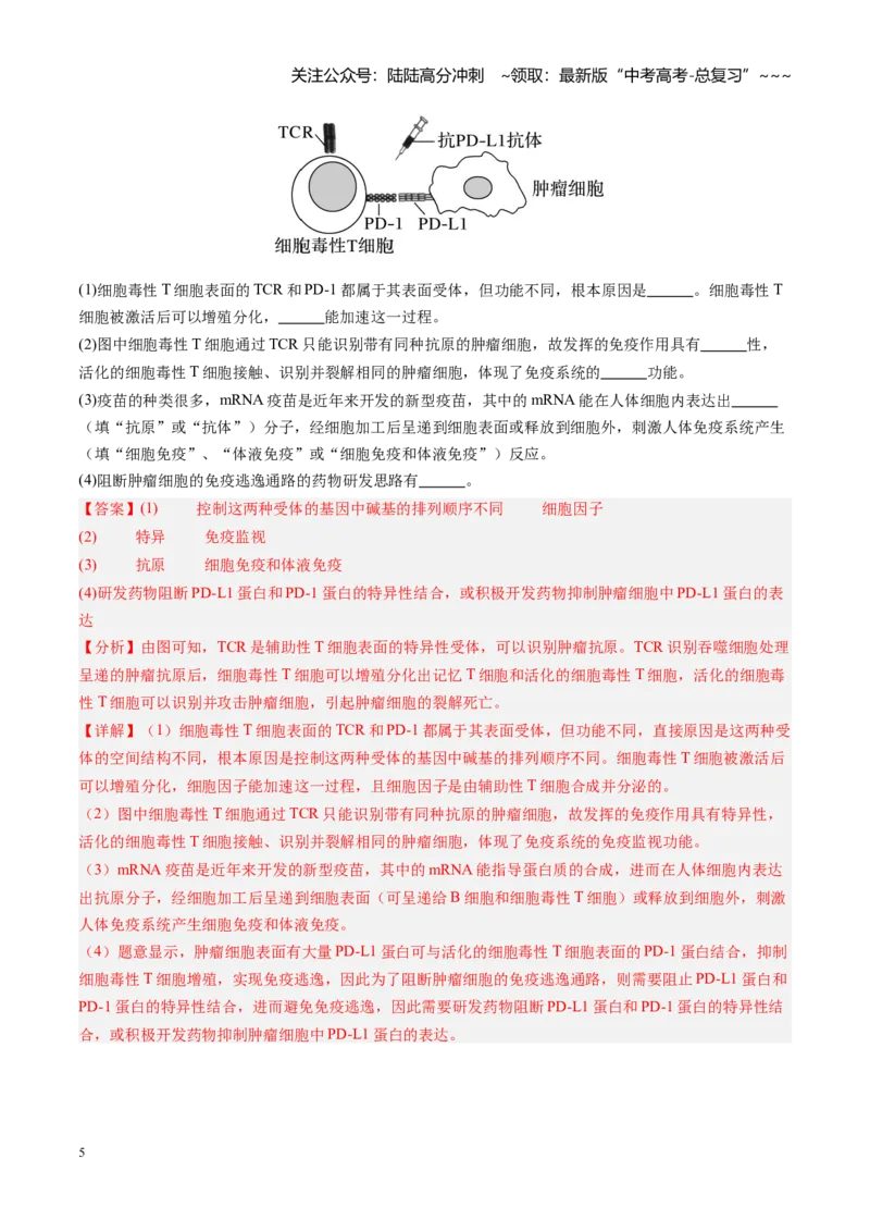 《第29讲免疫调节（专项训练）（安徽专用）（教师版）_06-生物-高考总复习_一轮复习_2026年-生物高考一轮复习_2026年高考生物一轮课件+讲义+练习（安徽专用）-G326》第5页预览