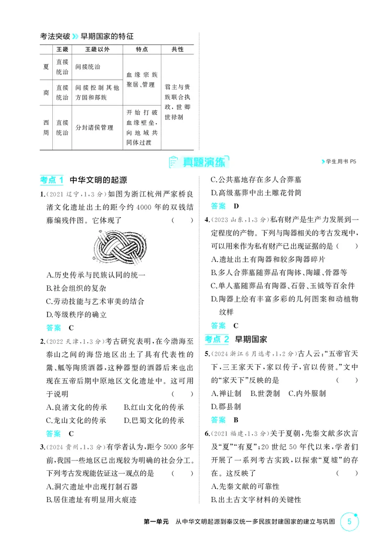 《1_01-第一单元　从中华文明起源到秦汉统一多民族封建国家的建立与巩固_2026版教学资源包_202653高考总复习A版_广东版_2026版.广东版.选考总复习.历史.5·3A版_二、教师用书PDF_2_精讲册PDF》第5页预览