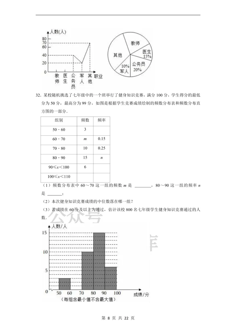 《第28章统计初步单元测试卷_初中数学期中卷+期末卷+单元卷+月考卷_初中数学单元测试_沪教版_九下》第8页预览