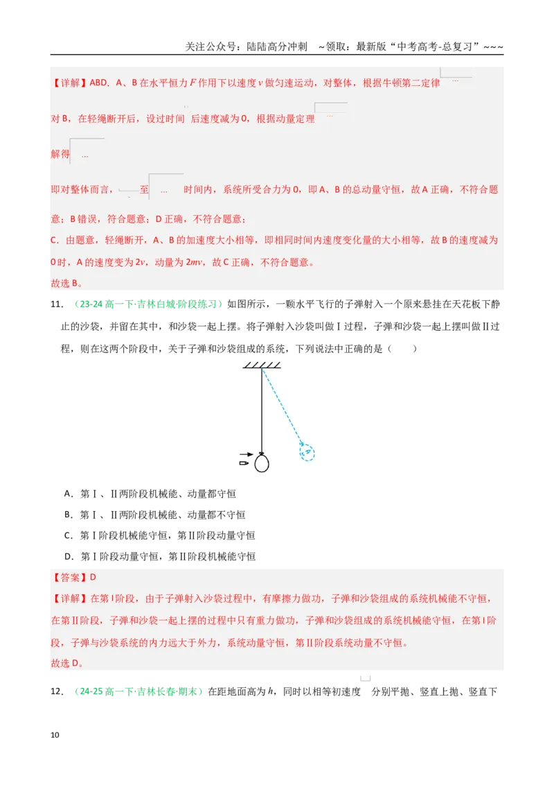 《第29讲力学三大观点的综合应用（专项训练）（全国通用）（教师版）_04-物理-高考总复习_一轮复习_2026年-物理高考一轮复习_2026年高考物理一轮课件+讲义+练习（黑吉辽蒙专用）-G330》第10页预览