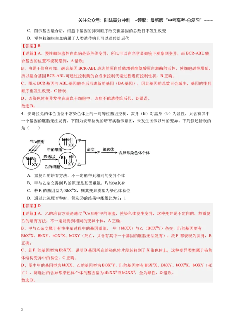 《第25讲染色体变异与育种（专项训练）（福建专用）（教师版）_06-生物-高考总复习_一轮复习_2026年-生物高考一轮复习_2026年高考生物一轮课件+讲义+练习（福建专用）-G328》第3页预览