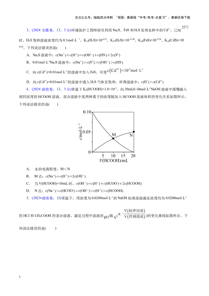 《热点专项溶液中粒子浓度大小比较（学生版）_05-化学-高考总复习_二轮复习_2025年_2025年高考化学二轮复习课件+讲义+练习（新高考通用）》第3页预览