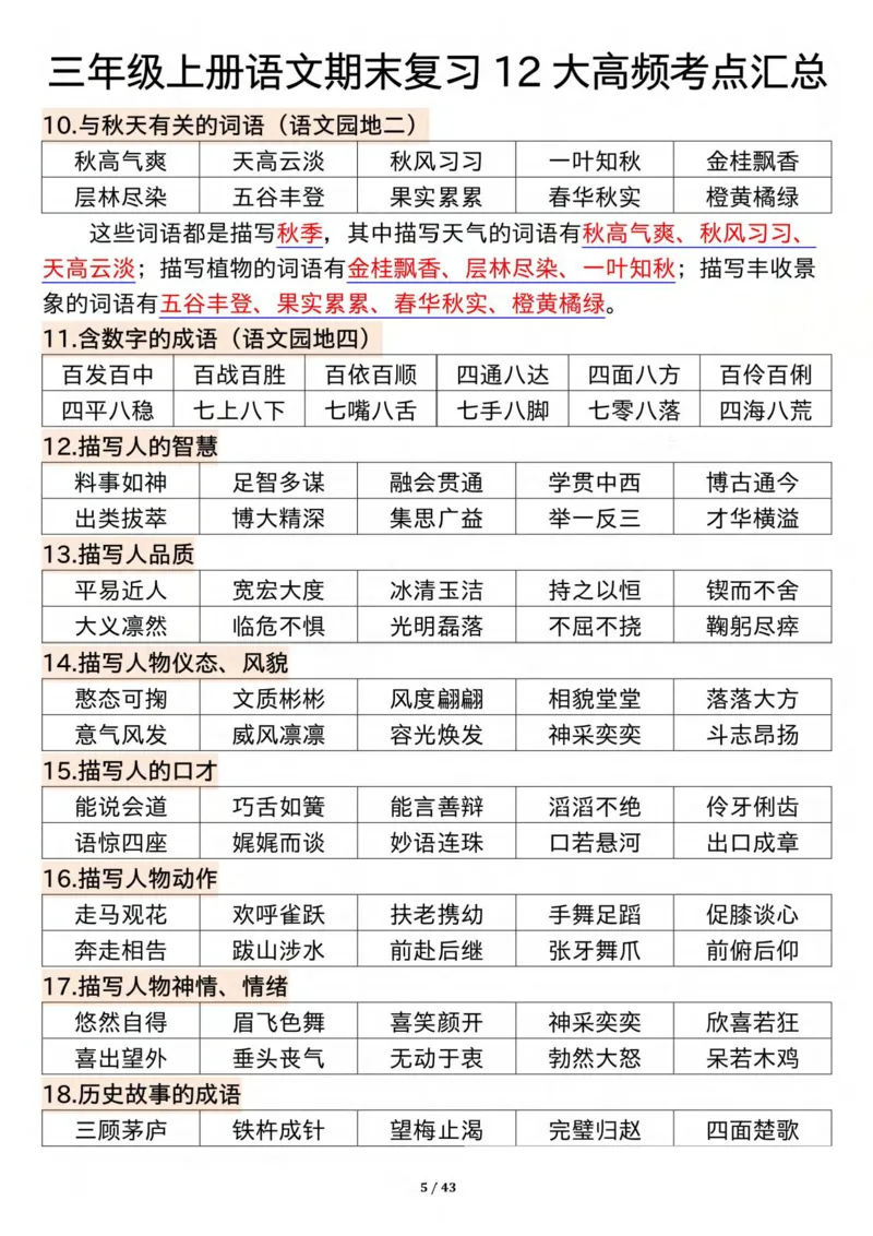 《三年级上册语文期末复习12大高频考点汇总纯图版_3年级上册同步教辅合集_3上-语文_三上语文-核心考点》第5页预览