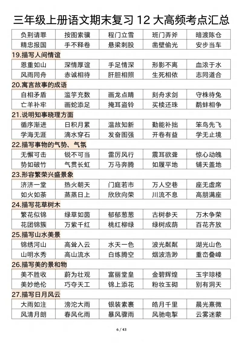 《三年级上册语文期末复习12大高频考点汇总纯图版_3年级上册同步教辅合集_3上-语文_三上语文-核心考点》第6页预览