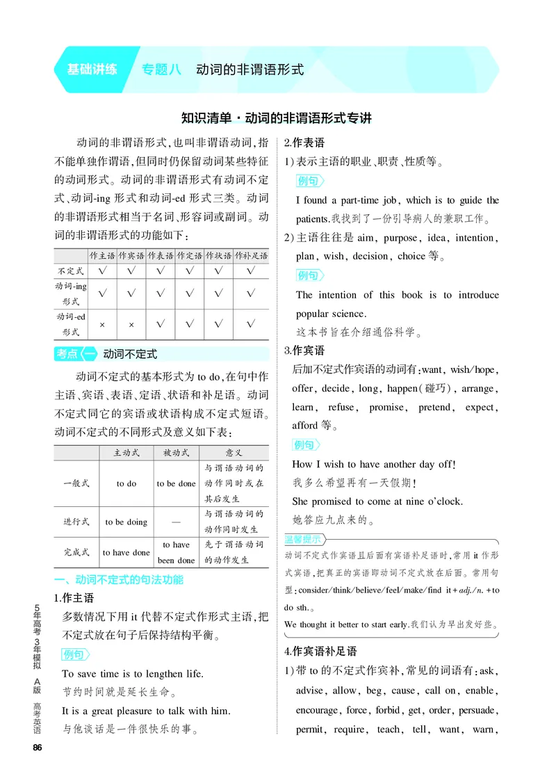 《1_2.PDF教参电子书——基础讲练册_2024版教学资源包_2024版.新高考版英语.5·3A版_8_专题八动词的非谓语形式_2_PDF教参电子书》第1页预览