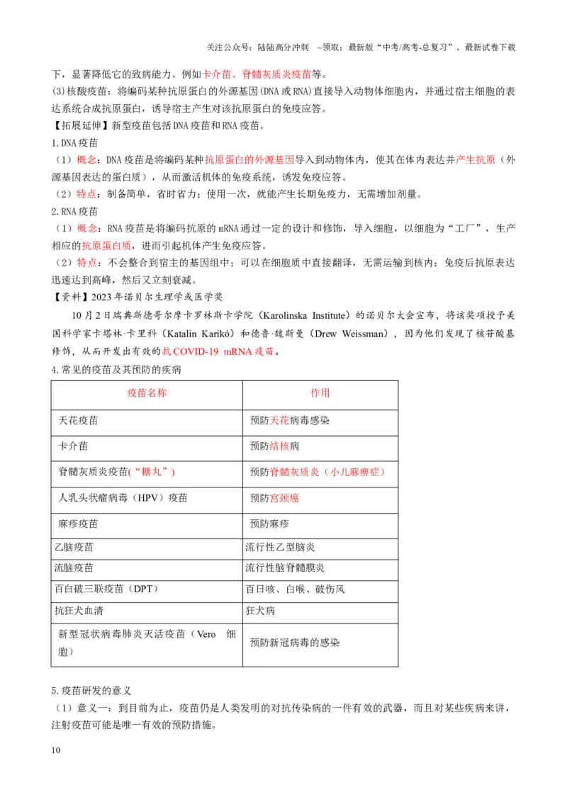 《第29讲免疫失调和免疫学的应用（讲义）（教师版）_06-生物-高考总复习_一轮复习_2025年_2025年新高考生物一轮复习讲义PPT知识点习题训_资料_第八单元稳态与调节》第10页预览